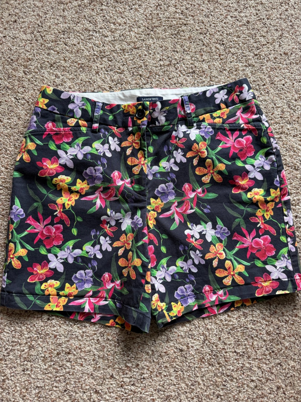 Lands' End Black Floral Women's Shorts